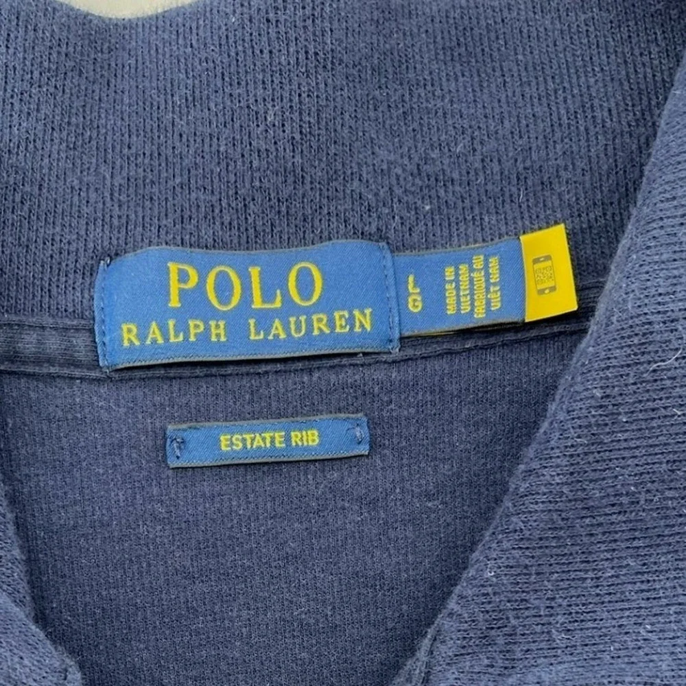 Polo Ralph Lauren Estate Rib Quarter Zip Pullover Mens L Navy Cotton